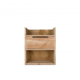 BARNABE bedside table, 2 shelves and 1 drawer in solid wood