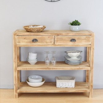 Console table MARTHE 2 drawers 2 levels solid wood